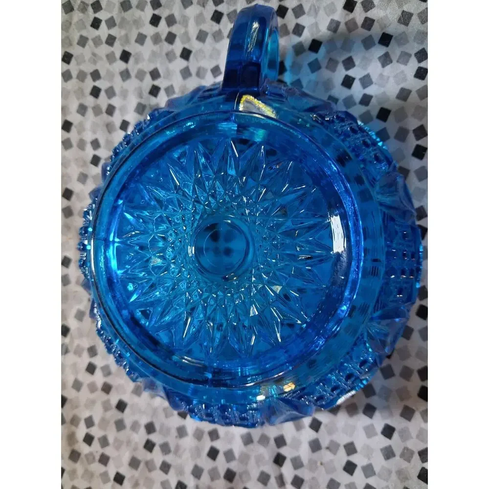 Vintage LE Smith Heritage Aqua Blue Pressed Glass Bowl 